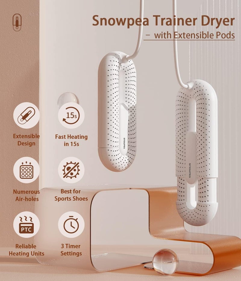 Snowpea مجفف أحذية كهربائي، مجفف أحذية التزلج، دافئ للأحذية والأحذية الرياضية للأحذية الرياضية المتعرقة مع مؤقت 3/6/9 ساعات - Image 2